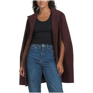 ICONS BY CINZIA ROCCA Italian Wool Blend Stand Collared Cape Coat
